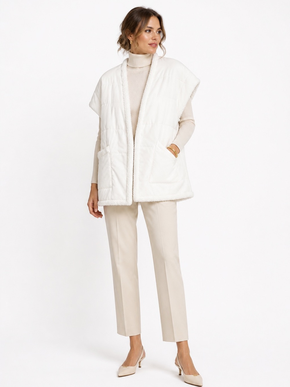 Anthropologie Cream Textured Vest